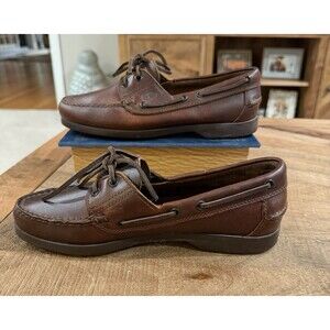 Dexter USA Brown Leather Boat Shoes Womens 8M Lace Up Moc Toe Comfort 90s